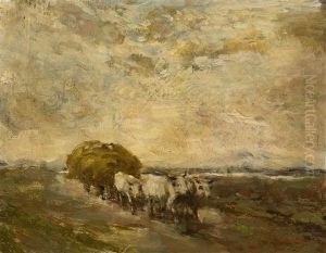 Ochsenfuhrwerk In Weiter Gebigslandschaft by Toni Gregoritsch