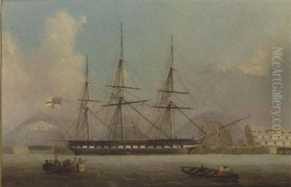 A Frigate Lying Off The Covered Slips At Devonport - view 1