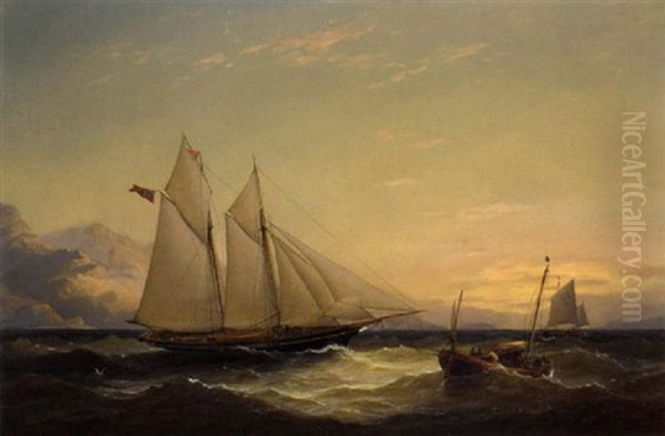 A Schooner Yacht Of The Royal Victoria Yacht Club In The Clyde - view 1