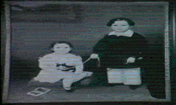 Portrait Of Robert, Age 3, And Catherine, Age 2, Jacobs, In An Interior - view 1