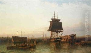 Hulks In Portsmouth Harbour by George Gregory