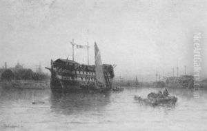 Hulks In Portsmouth Harbour by George Gregory