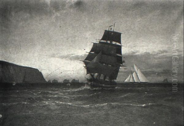 Frigate And Other Shipping Off The Coast - view 1