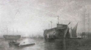 Hulks In Portsmouth Harbour by George Gregory