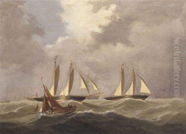 Big Cutters Under Reduced Rig, Crossing The Line In A Heavy Swell - view 1