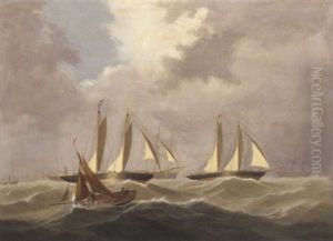 Big Cutters Under Reduced Rig, Crossing The Line In A Heavy Swell