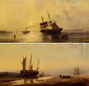 A Paddle Tug Towing A Brig Out Of Shallow Waters