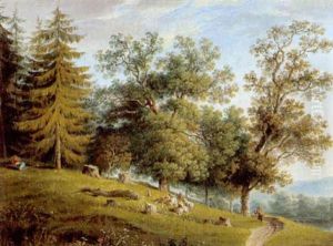 Rastender Hirte In Einer Hugeligen Landschaft by Janos Greguss