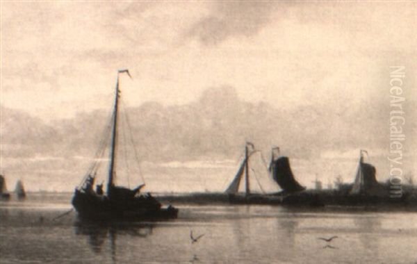 A River Landscape With Sailing Vessels - view 1
