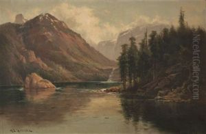 Lake In A Mountain Landscape With Waterfall