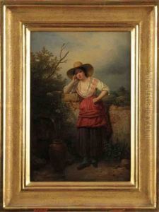 Jeune Femme A La Fontaine by Francois Grenier de Saint Martin
