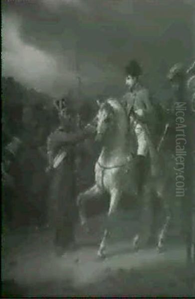 Napoleon Receiving A Sealed Letter During Battle - view 1