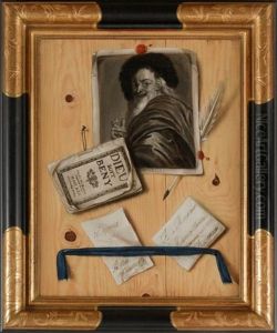 Trompe-l"oeil A La Gravure Du Democrite Et A La Lettre