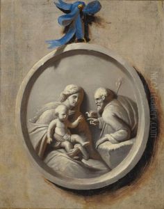 Medaillon En Trompe-l"oeil Avec Une Etude De Sainte Famille
