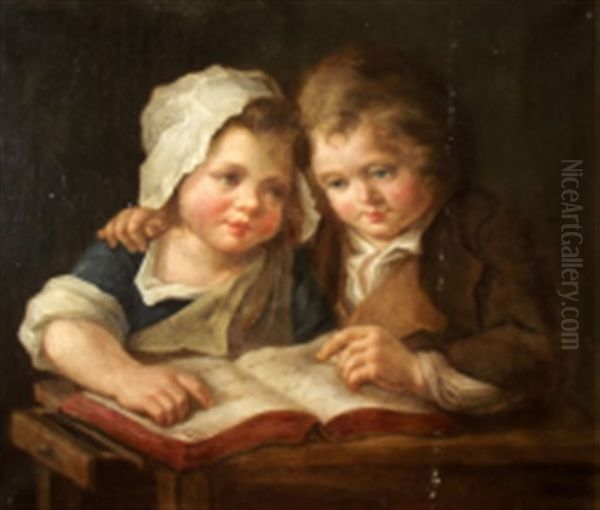 Deux Enfants A La Lecture - view 1