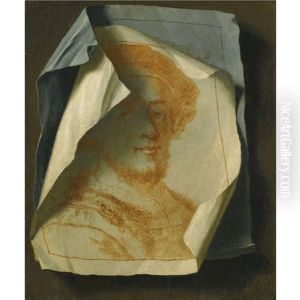 Trompe L'oeil With A Portrait Of Rembrandt, In Red Chalk With Another Drawing Pinned To The Wall Trompe L'oeil With A Portrait Of Rembrandt, In Red Chalk With Another Drawing Pinned To The Wall