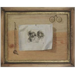 Trompe L'oeil With An Etching With A Portrait Of Rembrandt And A Soldier, And A Pinz-nez