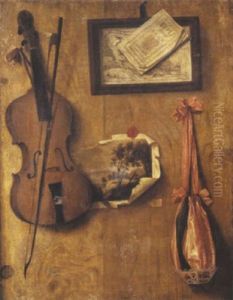 Trompe-l'oeil Au Violon Et Aux Gravures