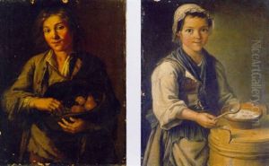 A Peasant Boy, Holding A Hat Full Of Fruit