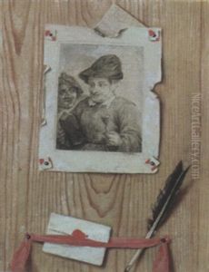 Trompe L'oeil With A Letter, Quill Pen And Print