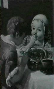Enfants Goutant Des Fraises by Gabriel Gresly