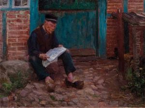 Reading Outside The Door by Carlos Grethe