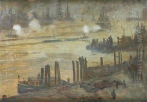 Graue Stimmung Im Hamburger Hafen by Carlos Grethe
