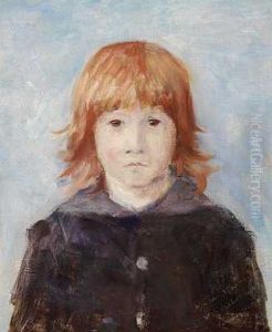 Portraet Af En Rodharet Dreng Med Sort Jakke (+ Book About Artist By Ernst Mentze) by Willy Gretor