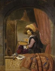 The Painter In His Studio by Gijsbertus Arnoldus Gretser