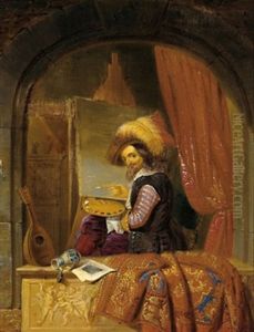 Der Kunstler Vor Der Staffelei by Gijsbertus Arnoldus Gretser