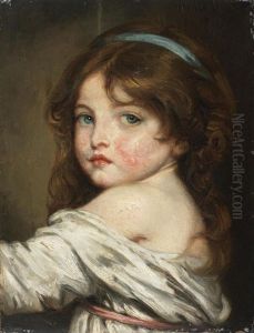 Portrait Of A Young Girl, Bust-length, Looking Over Her Shoulder by Jean Baptiste Greuze