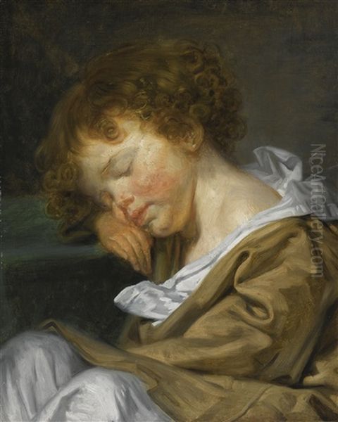 A Boy Asleep On A Table, Half-length, Facing To The Left - view 1