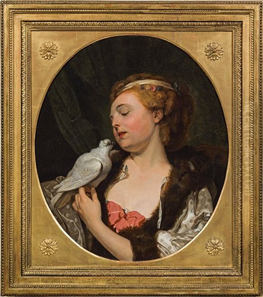 A Young Lady With A White Dove - view 1