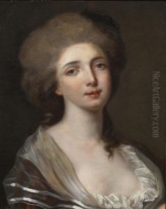 Portrait Of A Lady, Bust-length, In A Brown Dress And A White Wrap