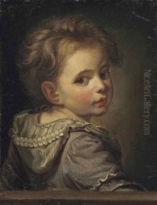 Portrait Of A Young Girl, Bust-length, In A Lilac Dress, By A Stone Parapet