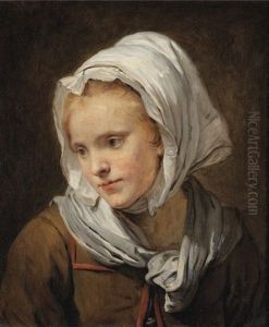 Portrait De Jeune Femme Au Fichu Blanc by Jean Baptiste Greuze