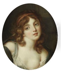 Portrait Of A Young Girl, Bust-length, In A Pale Green Dress