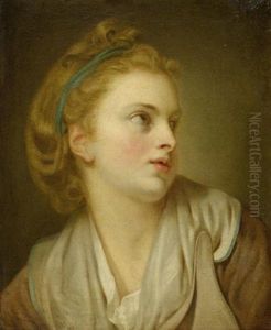 Junges Madchen Mit Grunem Haarband by Jean Baptiste Greuze