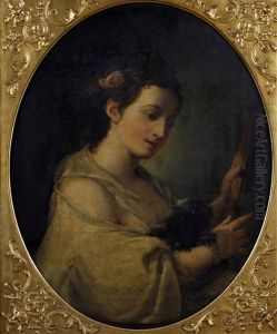 Young Lady With Her Lap Dog by Jean Baptiste Greuze