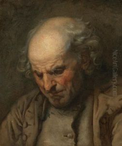An Old Man, Head And Shoulders (study) by Jean Baptiste Greuze