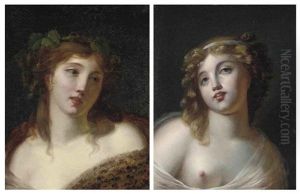 Portrait Of A Lady With A Wreath In Her Hair (+ Portrait Of A Lady En Deshabille; 2 Works) by Jean Baptiste Greuze