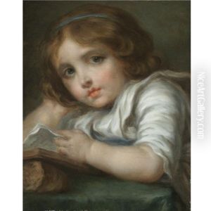 Portrait Of A Girl Reading A Book by Jean Baptiste Greuze