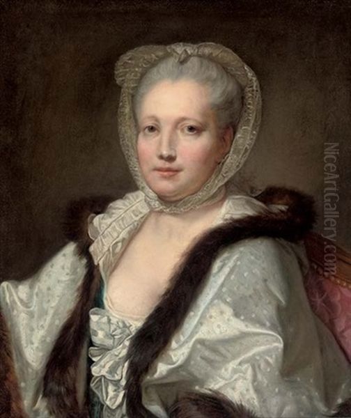 Portrait Of A Lady In A Fur Trimmed Shawl - view 1