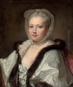 Portrait Of A Lady In A Fur Trimmed Shawl by Jean Baptiste Greuze