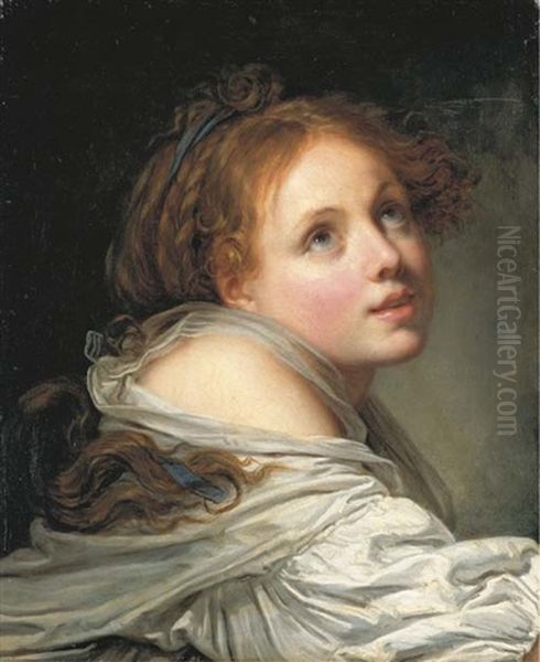 Innocence: A Girl In A White Chemise, Looking Up To The Right - view 1