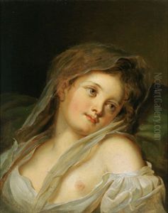 Bildnis Eines Ruhenden Madchens Mit Einem Schleier by Jean Baptiste Greuze