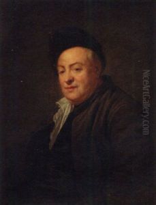 Portrait Of Etienne Jeurat In A Brown Cap And Jacket by Jean Baptiste Greuze
