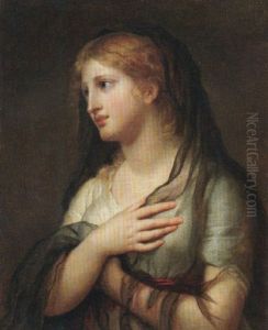 Portrait Of A Lady Wearing A White Dress With A Black Shawl by Jean Baptiste Greuze
