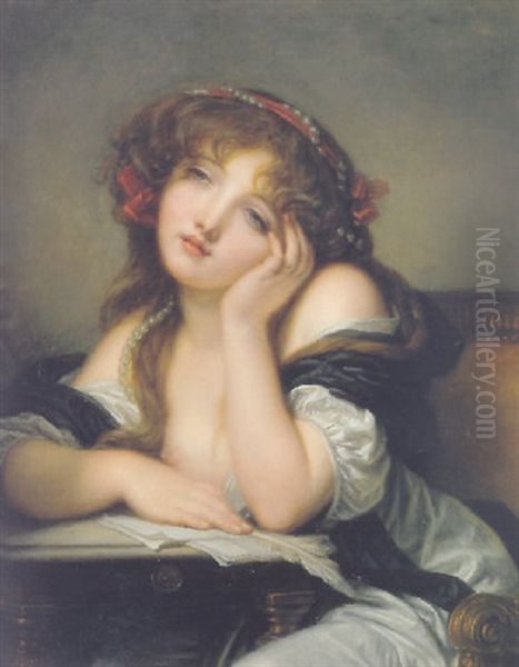 A Young Woman Writing A Letter - view 1
