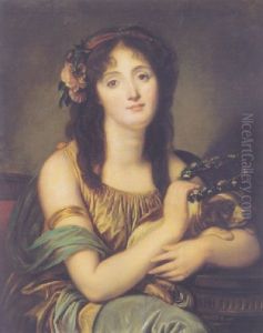 Portrait Of A Young Girl Crowning A Dog